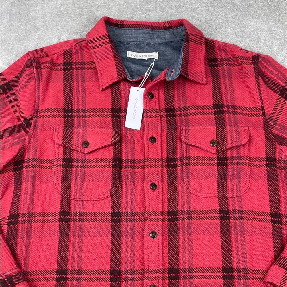 NEW Outerknown XL Men's Blanket Shirt 100%‎ Organic Cotton Red, Brown